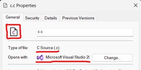 .c file properties